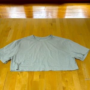 Womens Beige Baggy Cropped T Shirt in Small